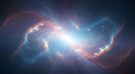 Spectacular space nebula with bright light in the center