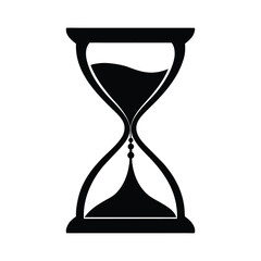 Black hourglass silhouette with sand flowing time timer