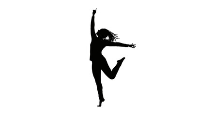 Dynamic silhouette of a dancer leaping with joy, symbolizing freedom and artistic expression, perfect for wellness, fitness, and creative projects