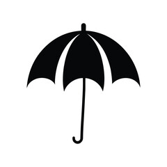 Black silhouette of an open umbrella rain protection