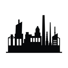 Black silhouette of industrial factory skyline manufacturing