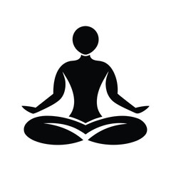 Black silhouette of person meditating in lotus pose