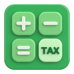 Fototapeta premium 3D Tax Icon Illustration with Calculator and Finance Elements.