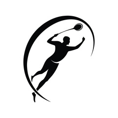 Silhouette of a badminton player in action sport athlete