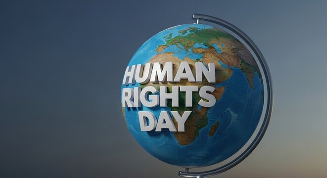 Commemorate Human Rights Day with this impactful globe visual, ideal for campaigns promoting justice, equality, and global awareness initiatives