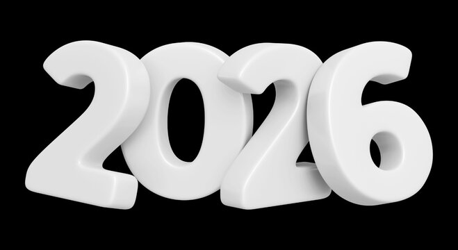 White 2026 year number 3d design