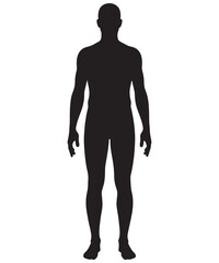 Full body human male silhouette standing facing forward with adobe illustrator icon silhouette