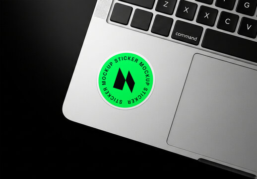 Sticker on Laptop Mockup