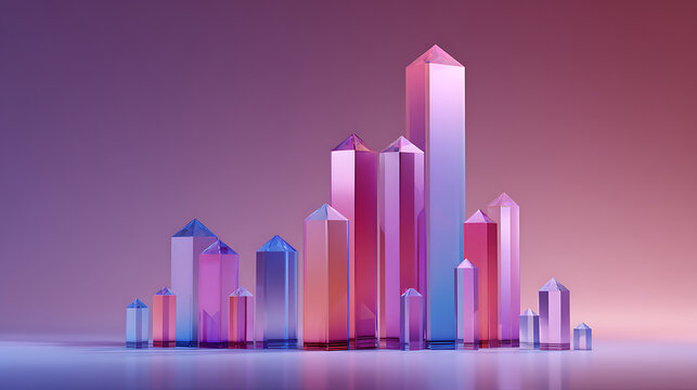 Colorful abstract vector background showing upward market growth with arrows and bar chart elements