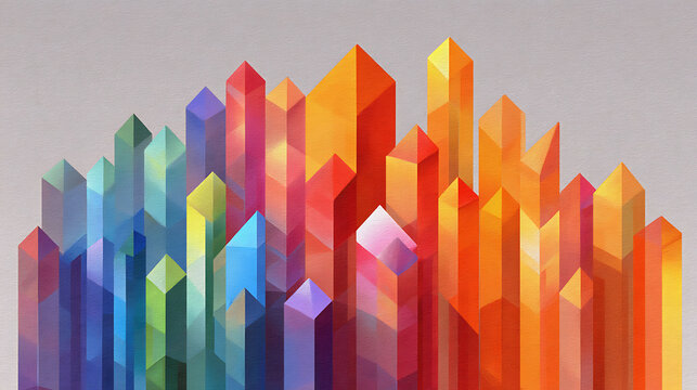 Colorful abstract vector background showing upward market growth with arrows and bar chart elements