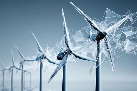 wind turbine, energy, sense of technology background, light blue, huge