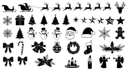 Christmas clip art collection with holiday symbols isolated on transparent background