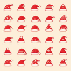 santaclaus hat collection vector illustration