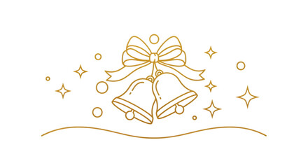 Elegant christmas bells with bow isolated on transparent background