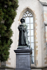 Statue of Ulrich Zwingli in Zurich, Switzerland