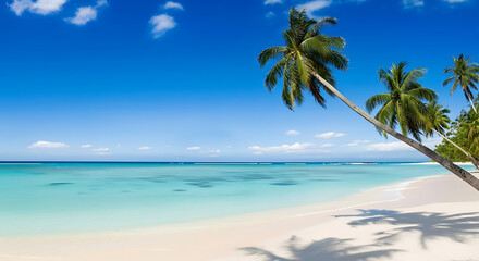 Escape to paradise with this stunning tropical beach, perfect for travel ads, vacation promotions, or bringing a touch of serenity to any project