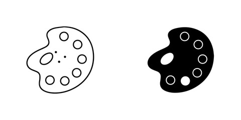 Illustration of a palette in black and white isolated on for art or painting concept