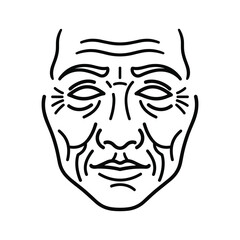 Illustration of an elderly persons face showing wrinkles and signs of aging isolated on