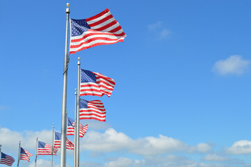 Fototapeta premium United States flag waving which is a Symbol of Freedom and Democracy the national flag of the United States of America.