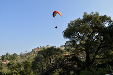 paragliders fly over the Kashmir valley India 2 May 2025