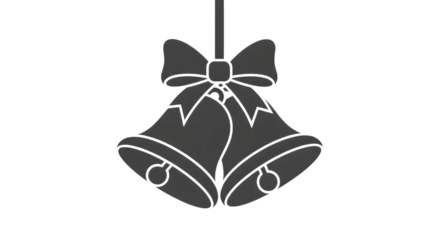 Silhouette of christmas bells isolated on transparent background with a bow