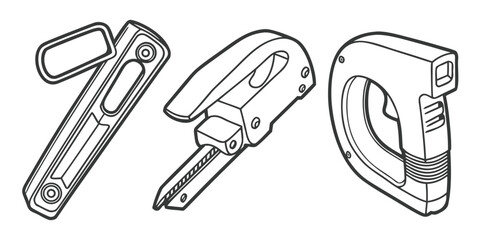Three different types of staplers are shown in a line drawing.