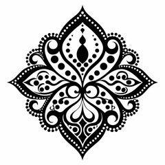 Dotted Filigree vector clean black silhouette design white background