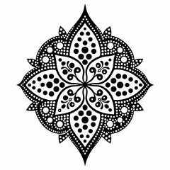 Dotted Filigree vector clean black silhouette design white background