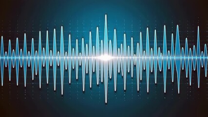 Dynamic audio waveform visualization with vibrant blue light pulses for futuristic sound designs and technology - Powered by Adobe