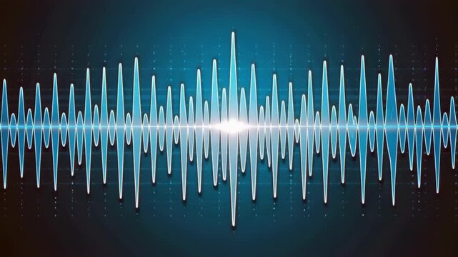 Dynamic audio waveform visualization with vibrant blue light pulses for futuristic sound designs and technology - Powered by Adobe