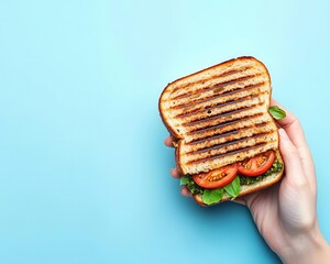 Vegan grilled cheese sandwich with tomato and pesto, plantbased eating, reimagined classic snack