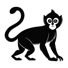 Gibbon vector clean black silhouette design white background