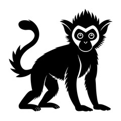 Gibbon vector clean black silhouette design white background