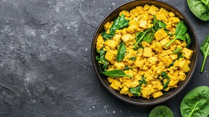Tofu scramble with turmeric, spinach and sourdough toast, plantbased eating, proteinrich breakfast idea
