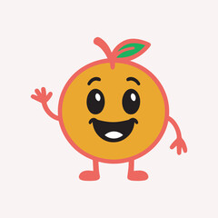 Happy Waving Orange Cartoon Character