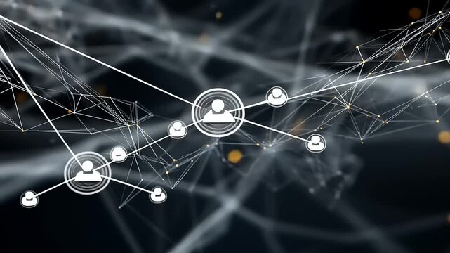 Abstract digital network illustration showcasing interconnected nodes and data flow in a futuristic setting