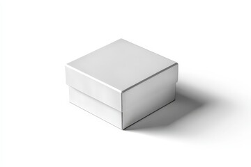 Fototapeta premium A photorealistic mockup of a blank small white cardboard box (cosmetic size). On a clean white background with soft shadow. Perfect for packaging design.