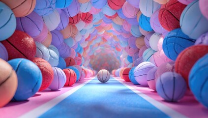 Colorful basketball tunnel