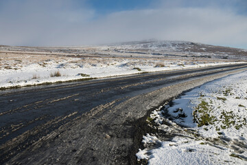 Icy Dartmoor roads