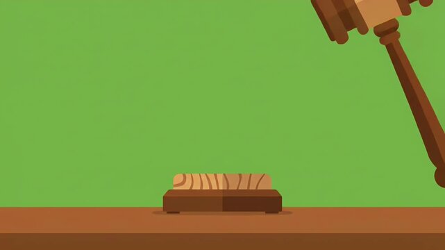 Vector illustration of a wooden gavel striking a block for law and justice concepts