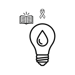 Concept of knowledge, awareness, and sustainable ideas with water drop and book