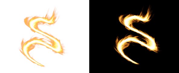 Fiery letter s alphabet in double isolated on transparent background