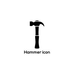 Minimal Black Hammer Icon Silhouette for Construction, Carpentry, DIY Home Repair Tools, Logo Design, Apps and Infographics Projects Templates