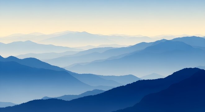 Blue mountain range layers in morning light