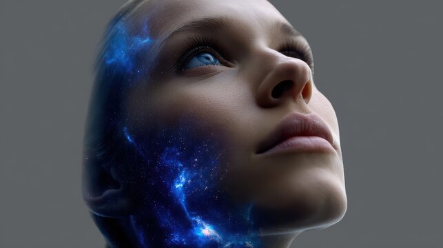 Cosmic Woman Stock Photo: Universe, Galaxy, and Future Concepts