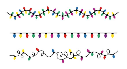 Colorful christmas light isolated on transparent background for holiday decoration