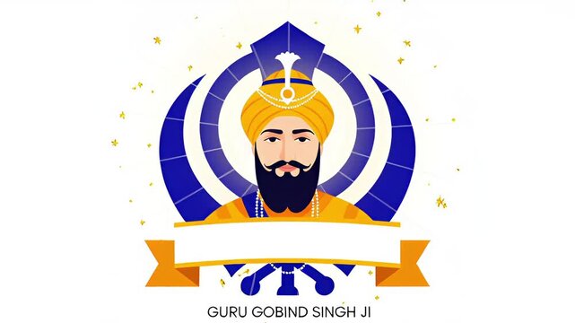 Sikh Tenth Guru With Turban, Halo, and Falcon
