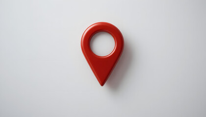 Red push pin map marker icon on white background