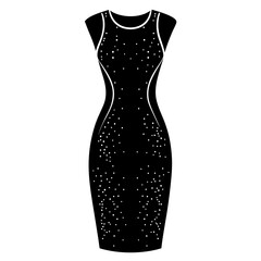 Sequin sheath dress vector clean black silhouette design white background