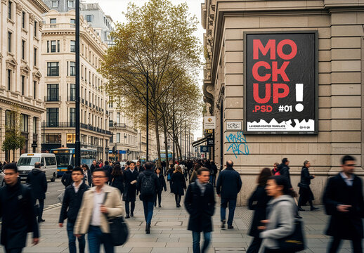 Urban poster frame wall mockup